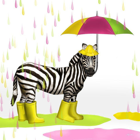Raindrops Safari Zebra Black Modern Wood Framed Art Print by Edwins, Hugo