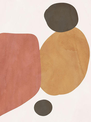 Autumn Shapes I White Modern Wood Framed Art Print with Double Matting by SD Graphics Studio