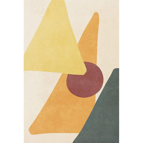 Yellow Simple Shapes Gold Ornate Wood Framed Art Print with Double Matting by SD Graphics Studio