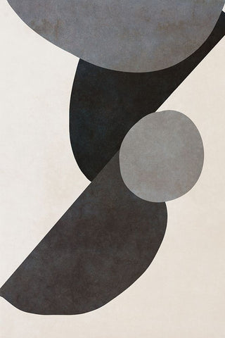 Black Shapes I White Modern Wood Framed Art Print with Double Matting by SD Graphics Studio
