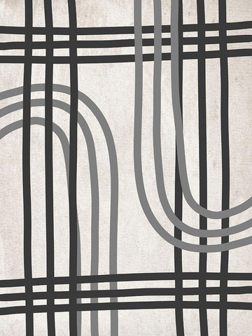 String Shapes White Modern Wood Framed Art Print with Double Matting by SD Graphics Studio