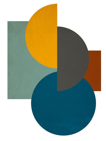 Simple Shapes on White I White Modern Wood Framed Art Print with Double Matting by SD Graphics Studio