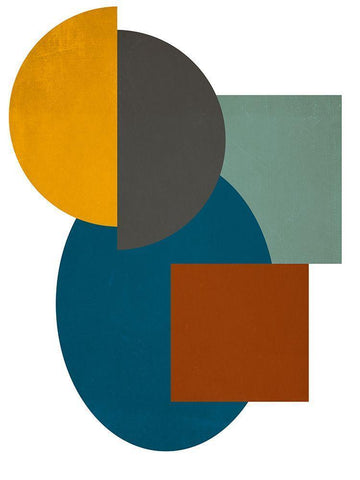 Simple Shapes on White II White Modern Wood Framed Art Print with Double Matting by SD Graphics Studio