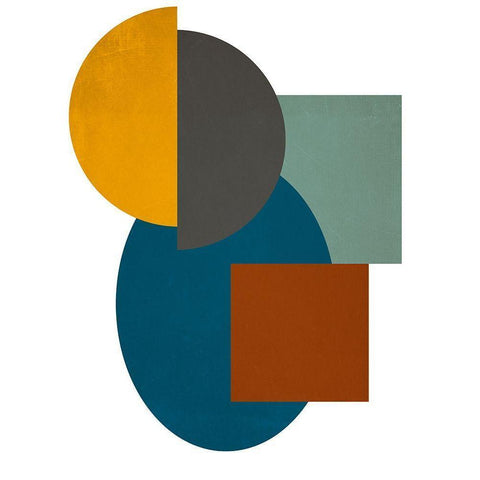 Simple Shapes on White II Black Modern Wood Framed Art Print with Double Matting by SD Graphics Studio