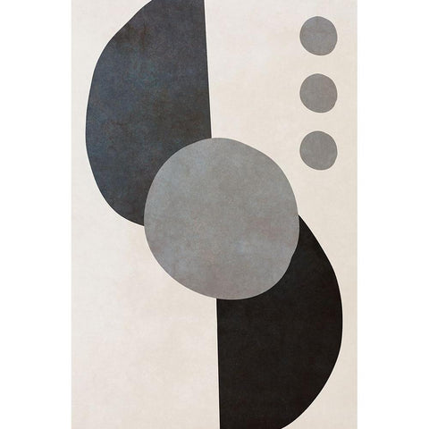Black Shapes II White Modern Wood Framed Art Print by SD Graphics Studio