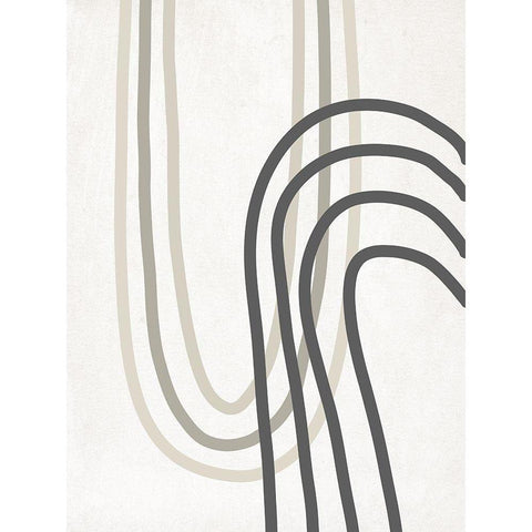 Neutral Curve Lines Gold Ornate Wood Framed Art Print with Double Matting by SD Graphics Studio