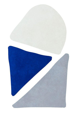 Blue Simple Shapes II White Modern Wood Framed Art Print with Double Matting by SD Graphics Studio