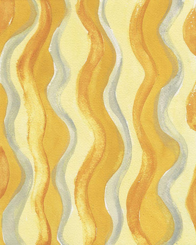 Yellow and Gray Waves White Modern Wood Framed Art Print with Double Matting by Medley, Elizabeth