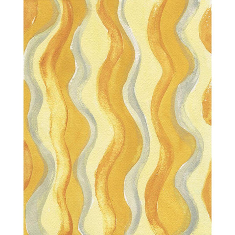 Yellow and Gray Waves Gold Ornate Wood Framed Art Print with Double Matting by Medley, Elizabeth