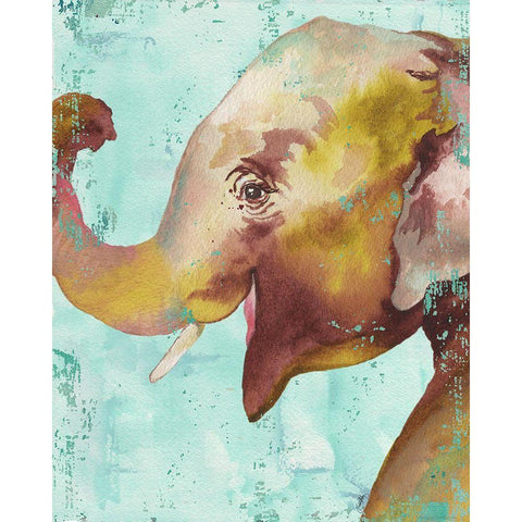 Funky Elephant Gold Ornate Wood Framed Art Print with Double Matting by Medley, Elizabeth