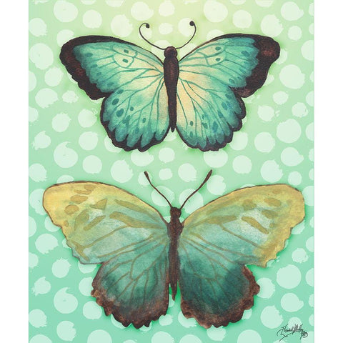 Butterfly Duo in Teal Black Modern Wood Framed Art Print with Double Matting by Medley, Elizabeth