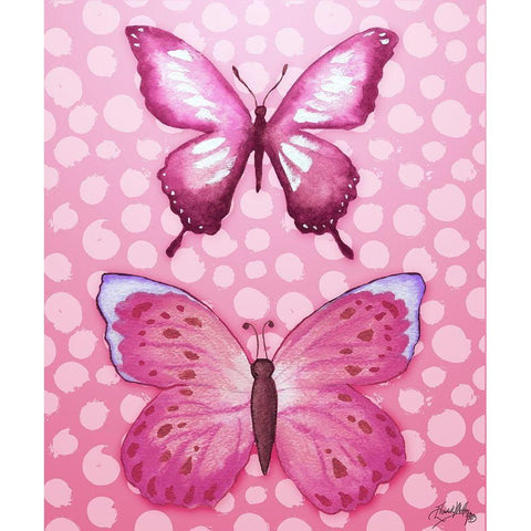 Butterfly Duo in Pink Black Modern Wood Framed Art Print by Medley, Elizabeth