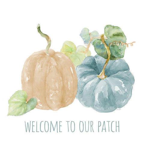 Pumpkin Patch Welcome White Modern Wood Framed Art Print by Loreth, Lanie