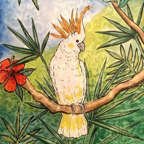 Tropical Bird I White Modern Wood Framed Art Print by Biscardi, Nicholas