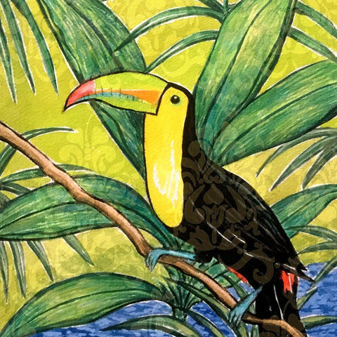 Tropical Bird II Black Modern Wood Framed Art Print by Biscardi, Nicholas