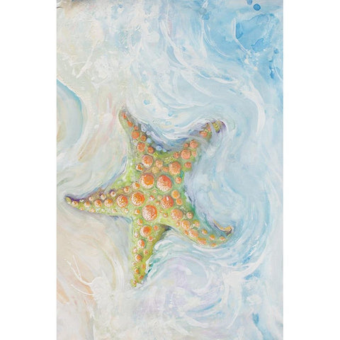 Watercolor Starfish I White Modern Wood Framed Art Print by Diannart