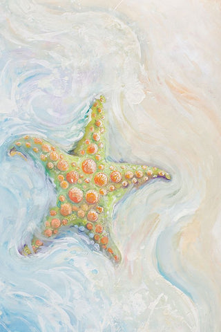 Watercolor Starfish II White Modern Wood Framed Art Print with Double Matting by Diannart