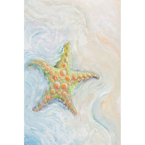 Watercolor Starfish II Black Modern Wood Framed Art Print with Double Matting by Diannart