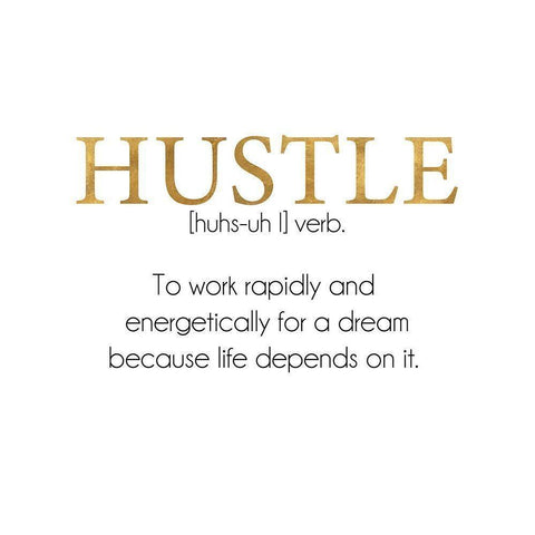 Define Hustle White Modern Wood Framed Art Print by Quach, Anna