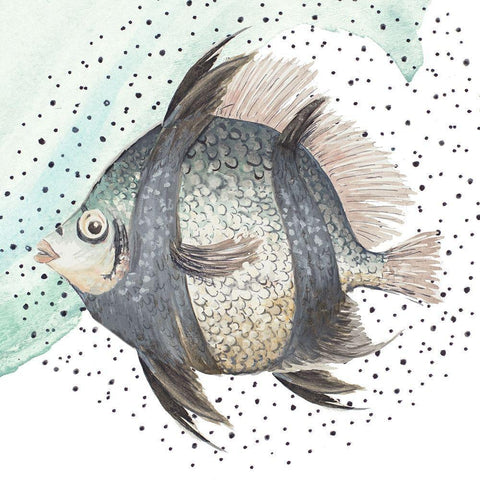 Coastal Fish I Black Ornate Wood Framed Art Print with Double Matting by Pinto, Patricia