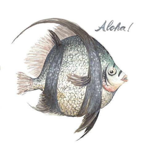 Aloha Fish White Modern Wood Framed Art Print by Pinto, Patricia