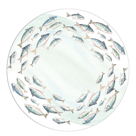 Circle Of Fish White Modern Wood Framed Art Print with Double Matting by Pinto, Patricia