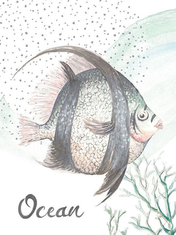 Turquoise Ocean Fish White Modern Wood Framed Art Print with Double Matting by Pinto, Patricia
