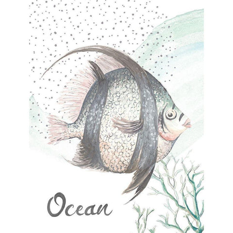 Turquoise Ocean Fish Black Modern Wood Framed Art Print by Pinto, Patricia