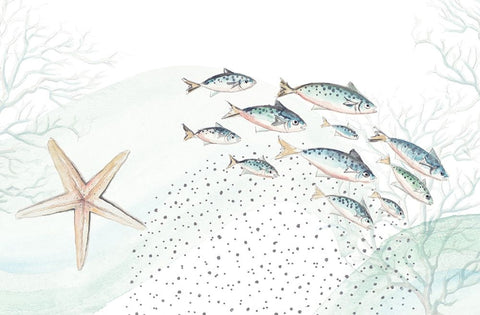 Underwater Marine Life Black Ornate Wood Framed Art Print with Double Matting by Pinto, Patricia