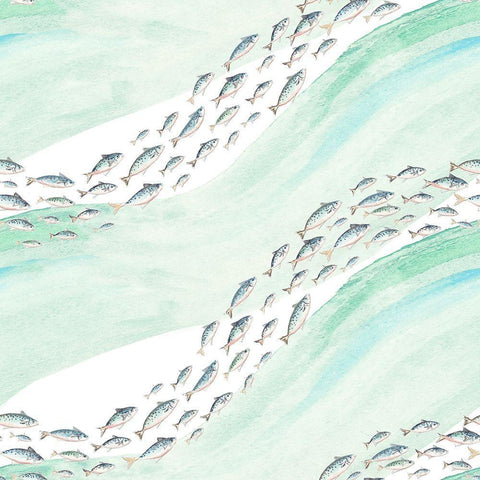 Ocean Treasures Fishes White Modern Wood Framed Art Print with Double Matting by Pinto, Patricia