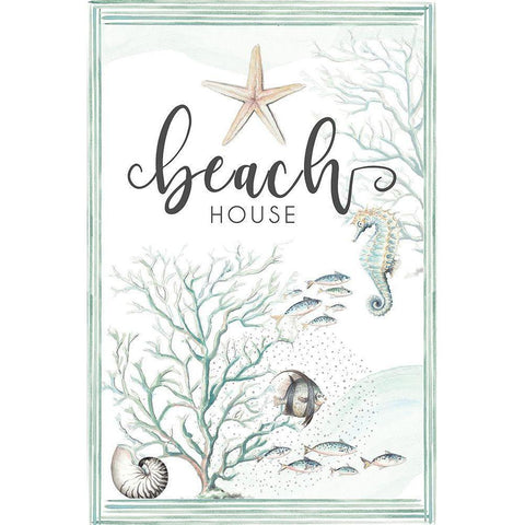 Beach House Black Modern Wood Framed Art Print by Pinto, Patricia