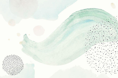 Turquoise Dotted Waves Black Ornate Wood Framed Art Print with Double Matting by Pinto, Patricia