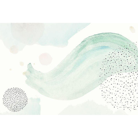 Turquoise Dotted Waves Black Modern Wood Framed Art Print with Double Matting by Pinto, Patricia