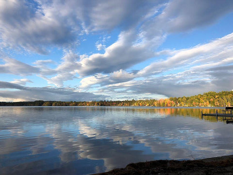 Peaceful Lake White Modern Wood Framed Art Print with Double Matting by DeRice, Julie