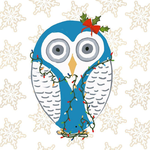 Christmas Owl I White Modern Wood Framed Art Print with Double Matting by DeRice, Julie