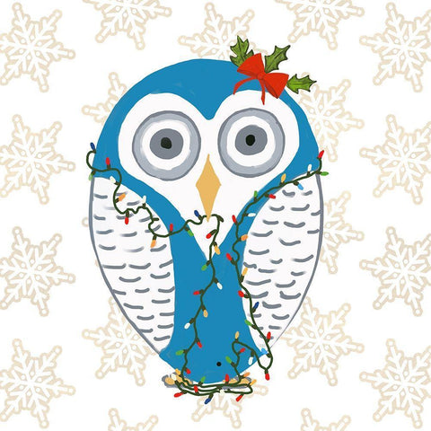 Christmas Owl I White Modern Wood Framed Art Print by DeRice, Julie