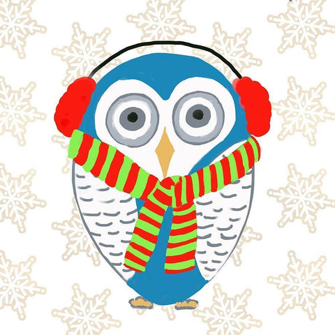 Christmas Owl II Black Modern Wood Framed Art Print with Double Matting by DeRice, Julie