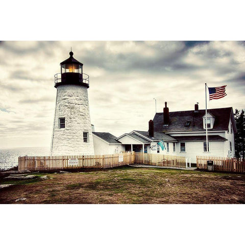 American Harbor Lighthouse Black Modern Wood Framed Art Print by Amos, Andy