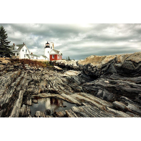Harbor Lighthouse I Black Modern Wood Framed Art Print with Double Matting by Amos, Andy