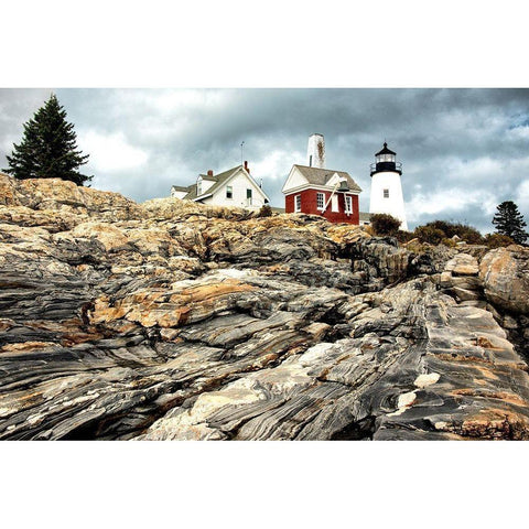 Harbor Lighthouse II Black Modern Wood Framed Art Print with Double Matting by Amos, Andy