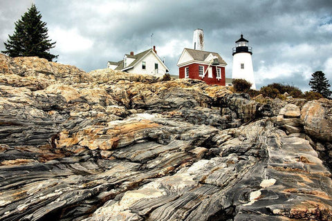 Harbor Lighthouse II Black Ornate Wood Framed Art Print with Double Matting by Amos, Andy