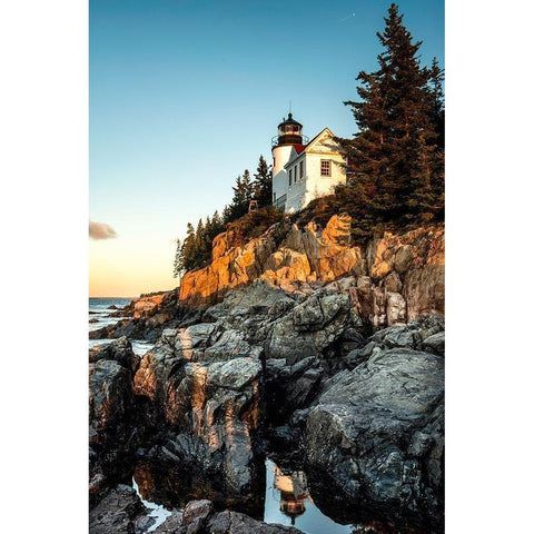 Harbor Lighthouse Black Modern Wood Framed Art Print by Amos, Andy