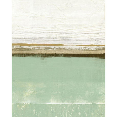Familiar Feeling Green And Beige Black Modern Wood Framed Art Print with Double Matting by Meneely, Dan