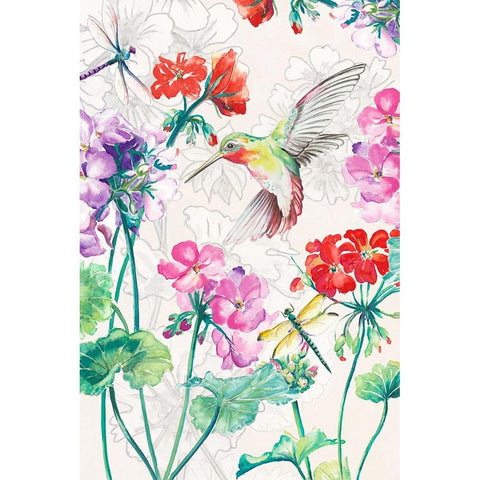 New Hummingbird Garden I Black Modern Wood Framed Art Print with Double Matting by Pinto, Patricia
