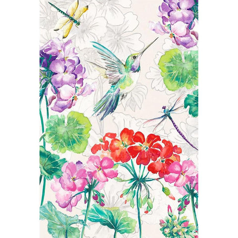 New Hummingbird Garden II Black Modern Wood Framed Art Print by Pinto, Patricia