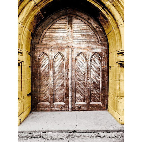 Golden Cathedral Door I White Modern Wood Framed Art Print by Bill Carson Photography