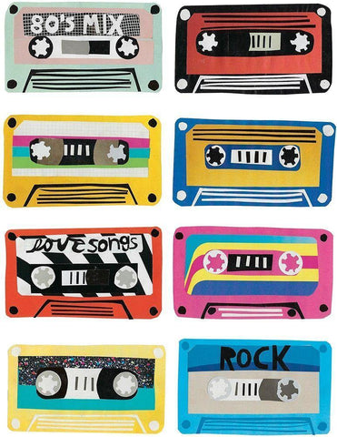 Retro Mix Tapes I White Modern Wood Framed Art Print with Double Matting by Bucheli, Jen