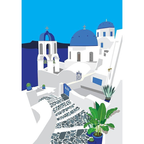 Santorini Black Modern Wood Framed Art Print with Double Matting by Bucheli, Jen