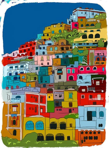 City On A Mountain White Modern Wood Framed Art Print with Double Matting by Bucheli, Jen