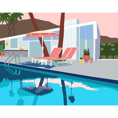 Pool Lounge I White Modern Wood Framed Art Print by Bucheli, Jen